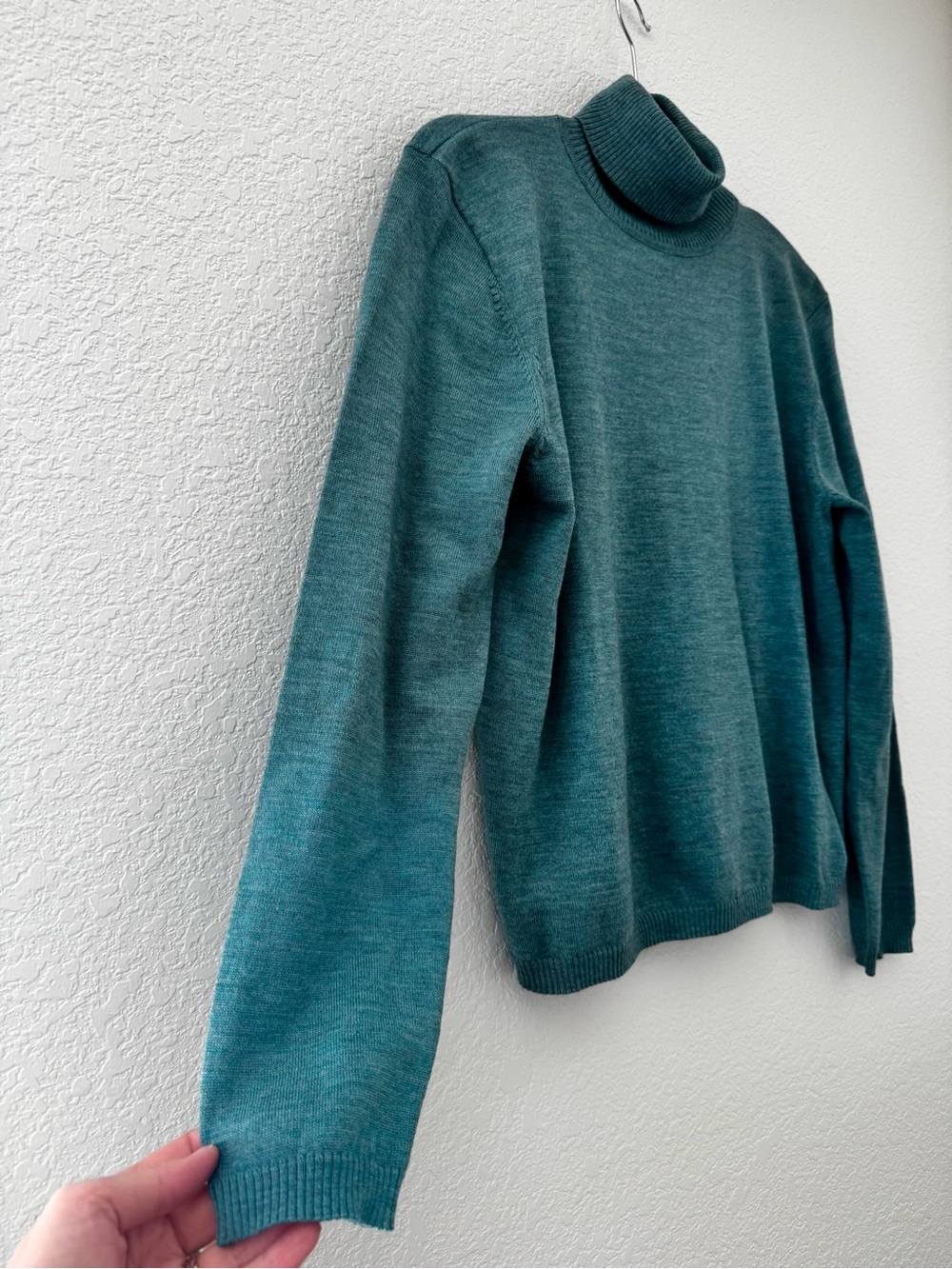 Pendleton Merino Wool Micro Rib Turtleneck Teal - Picture 2 of 9
